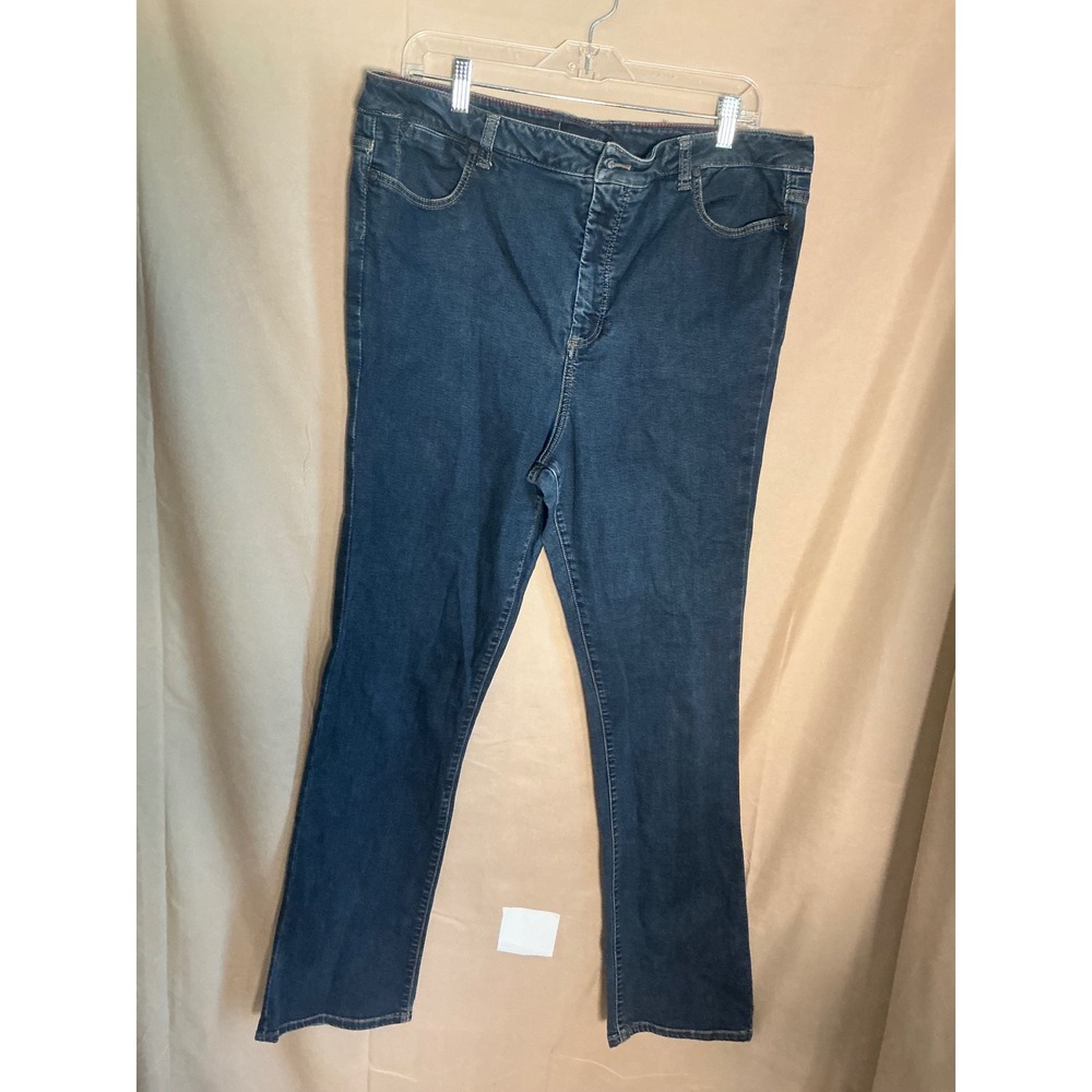 Talbots Straight Leg Jeans Womens 20 Dark Wash Blue Excellent High Rise Denim